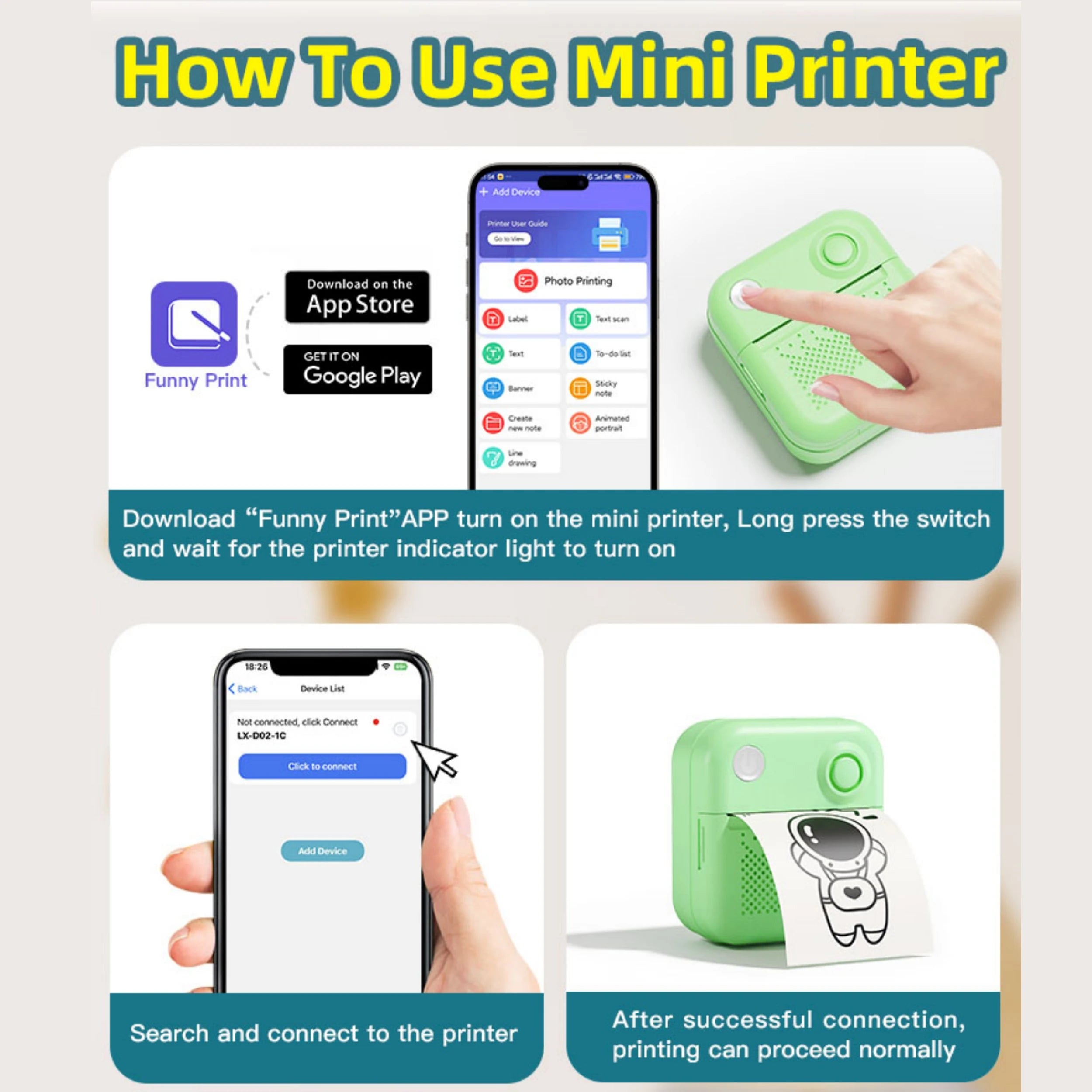Imprimante portable Dolewa D3, thermique, pour étiquettes, papiers autocollants et photos, mini format, idéale pour impression rapide et sans erreur