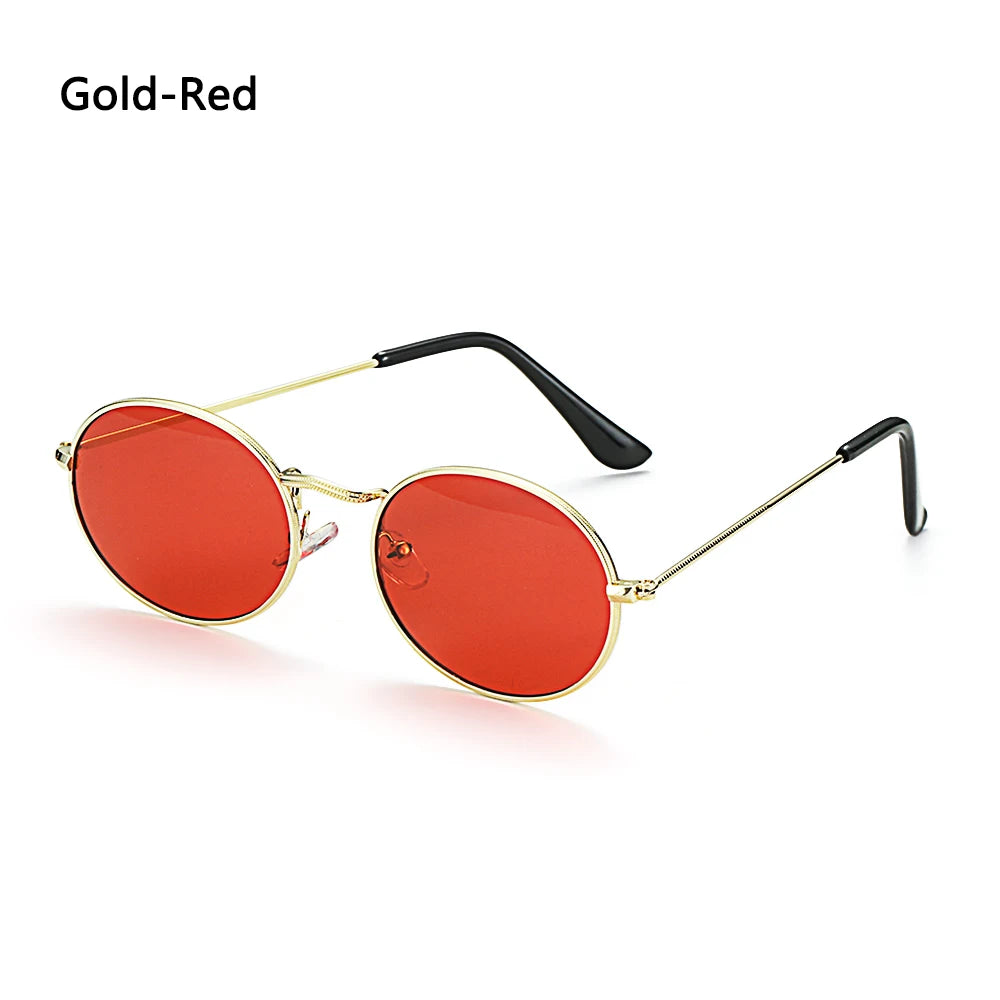 Lunettes vintage ovales pour femmes et hommes, monture métallique rétro, verres miroirs clairs, style petit rond, Gafas De Sol