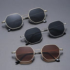 Lunettes métalliques polygonales pour hommes et femmes, style tendance, confortables, protection solaire UV400, design fashion Oculos De Sol