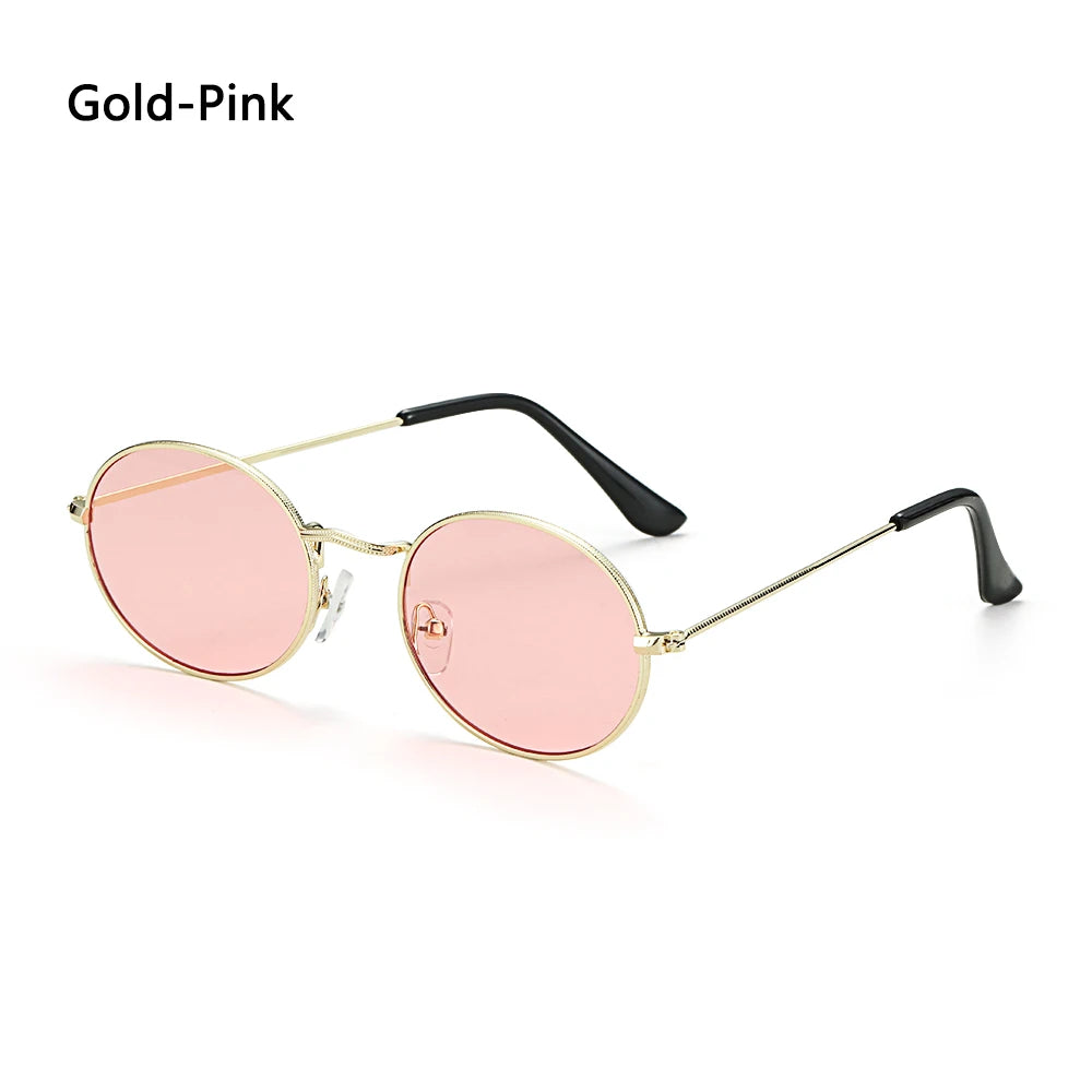 Lunettes vintage ovales pour femmes et hommes, monture métallique rétro, verres miroirs clairs, style petit rond, Gafas De Sol