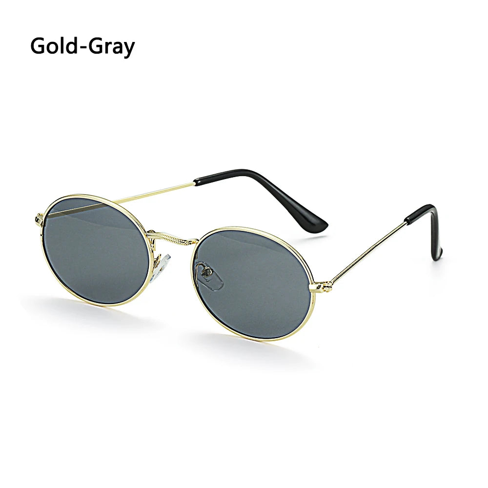 Lunettes vintage ovales pour femmes et hommes, monture métallique rétro, verres miroirs clairs, style petit rond, Gafas De Sol