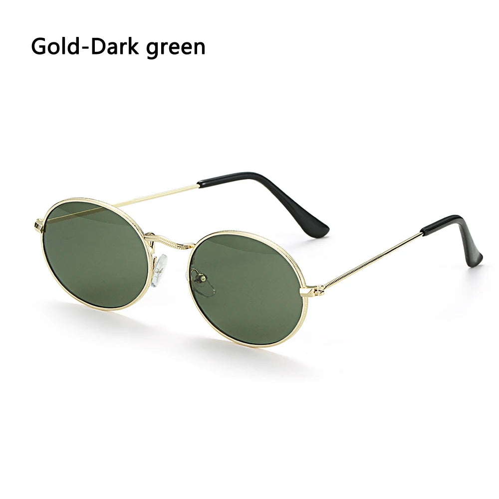 Lunettes vintage ovales pour femmes et hommes, monture métallique rétro, verres miroirs clairs, style petit rond, Gafas De Sol