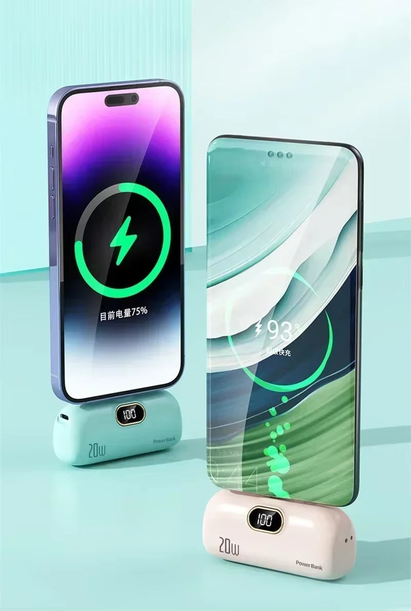 30000Mah Mini Caplsule Power Bank High Capacity Charger Mini Power Supply Digital Display Fast Charge for Type-C Iphone