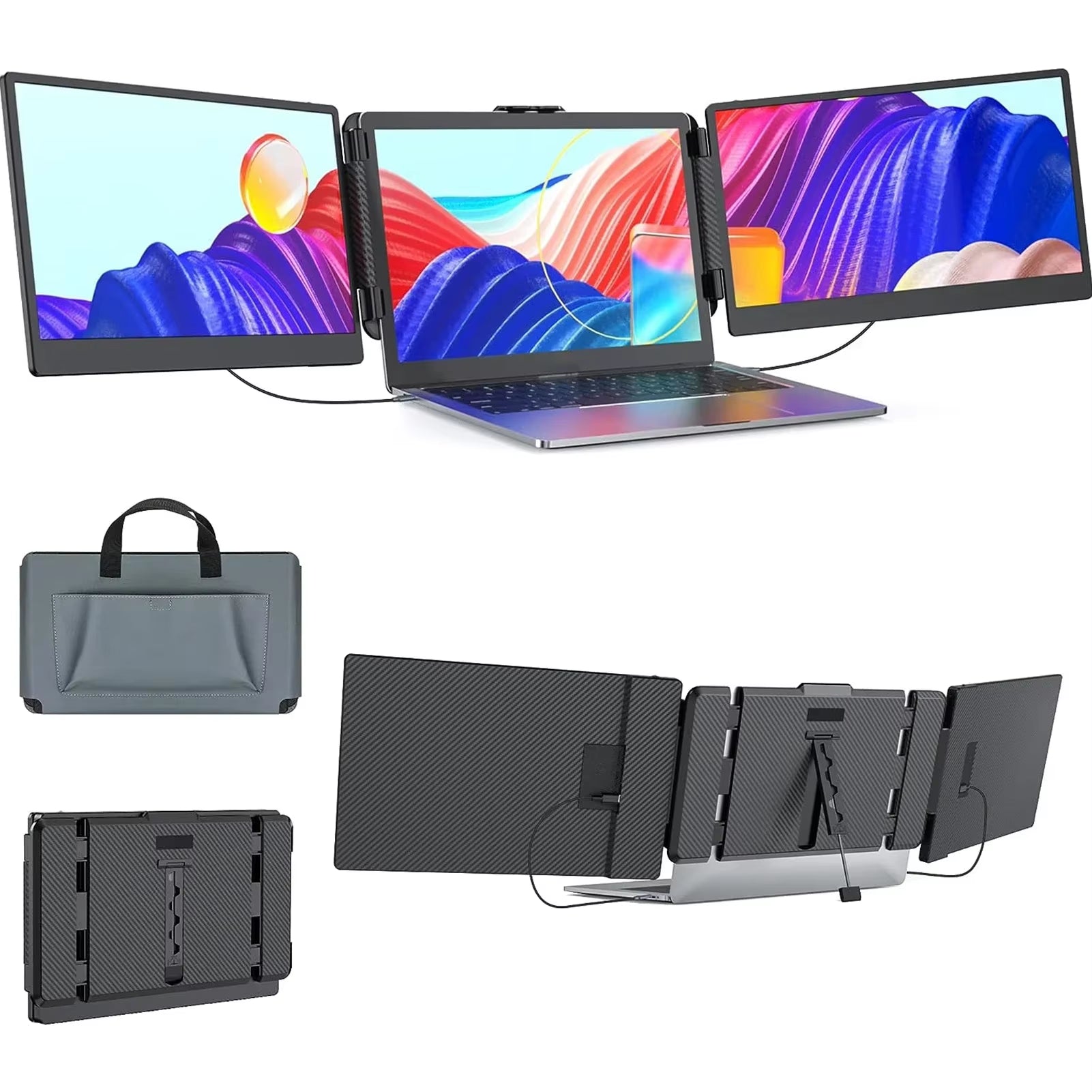 14 Inch Laptop Single/Dual Monitor 1920*1080 IPS P2S Portable Monitor for Laptop Extender Display Dual Extended Display Type-C