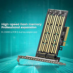 M.2 Nvme&Nvme to PCIE Riser X8/X16 Adapter Card Hard Drive Dual-Disk Interface Gen3 32Gbps Expansion for 2230/2242/2260/2280 SSD