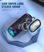 Bluetooth Speaker X30, V5.3 Wireless IPX7 Waterproof Shower Speaker,40W Hifi Stereo Sound,Tws Pairing,30H Music Playtime