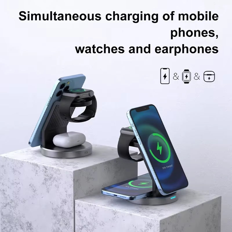 3 in 1 Wireless Charger Stand Mobile Phone Holder for Iphone 16 15 14 13 Pro Max Iwatch Airpods Fast Charging Station