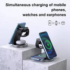 3 in 1 Wireless Charger Stand Mobile Phone Holder for Iphone 16 15 14 13 Pro Max Iwatch Airpods Fast Charging Station