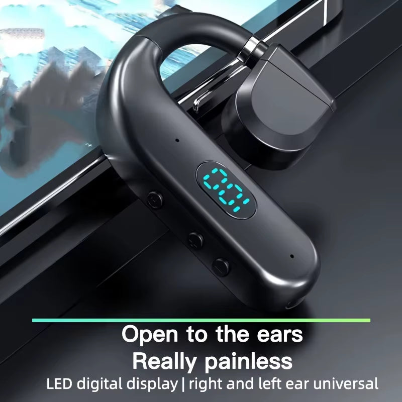 One Ear Headset Open Ear Air Conduction Headphones Wireless Headset Earpiece with Microphone for Cell Phones 30H Playtime