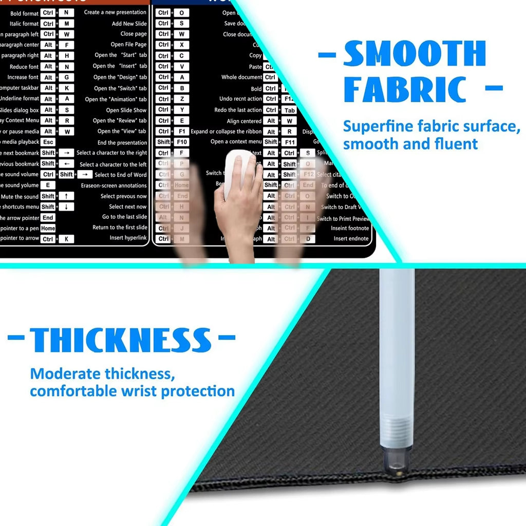XXL Mouse Pad for Gamers Desk Table Non-Slip Unix Programmer Version Linux Commands Gaming Office Shortcuts Keyboard Mousepads