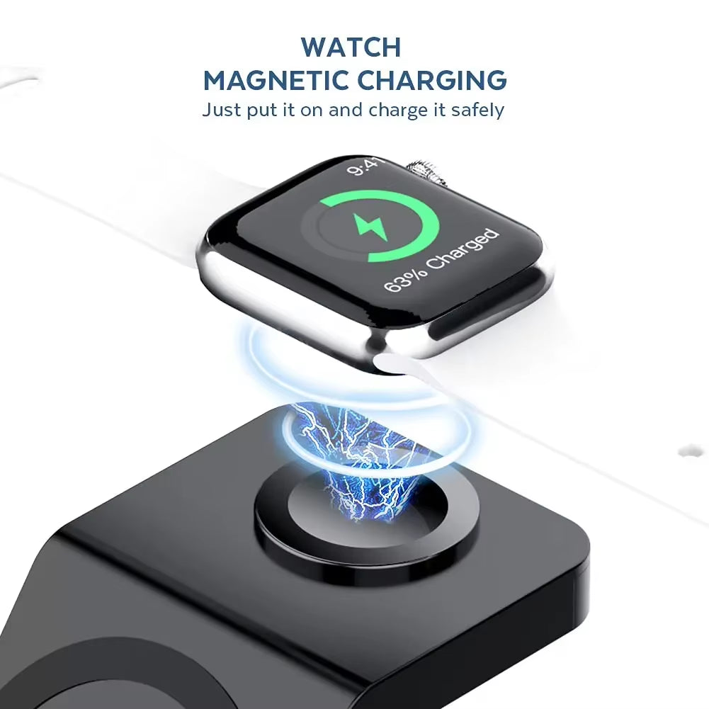 3 in 1 Wireless Charger Stand Mobile Phone Holder for Iphone 16 15 14 13 Pro Max Iwatch Airpods Fast Charging Station