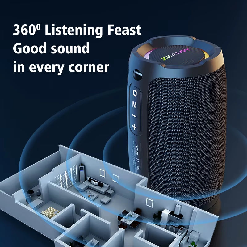 -S49 20W Portable Bluetooth Speaker Stereo Sound IPX7 Waterproof Wireless Bluetooth 5.2 Excellent Bass Performace