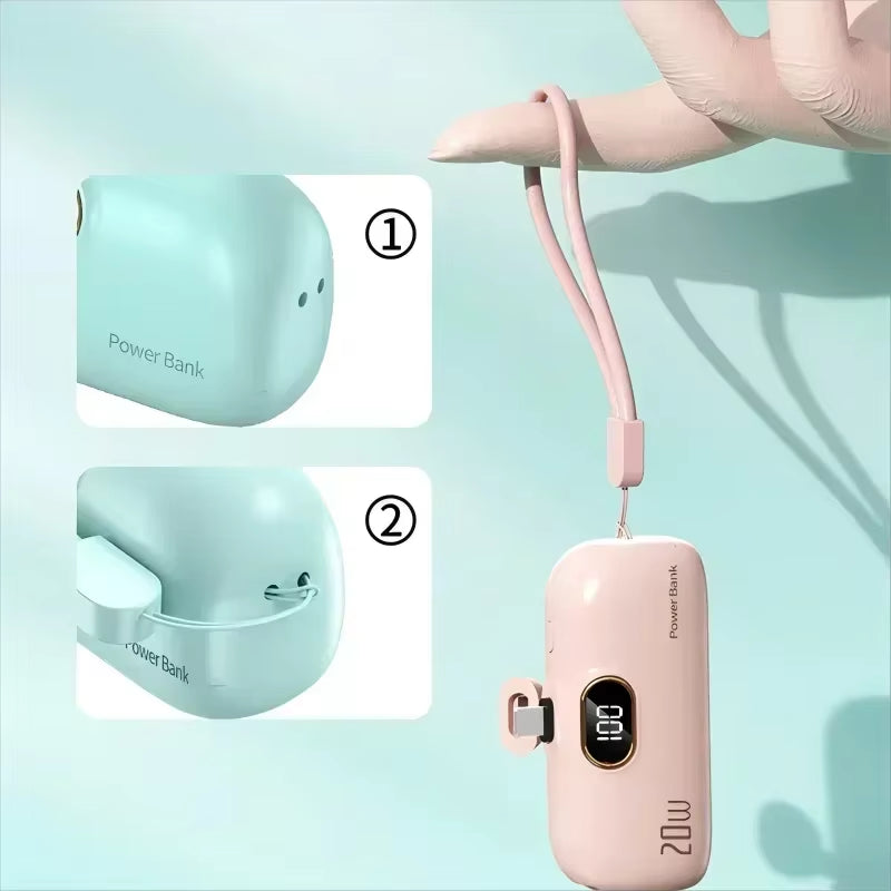 30000Mah Mini Caplsule Power Bank High Capacity Charger Mini Power Supply Digital Display Fast Charge for Type-C Iphone