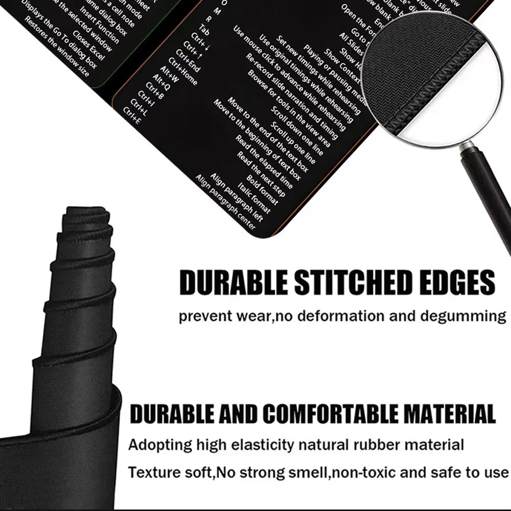 XXL Mouse Pad for Gamers Desk Table Non-Slip Unix Programmer Version Linux Commands Gaming Office Shortcuts Keyboard Mousepads