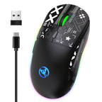 T90 2.4G Wireless Mechanical Mouse RGB Gaming Mouse Ergonomic 10 Million Keystroke 3600DPI Mouse 11 RGB Lighting Modes Mice