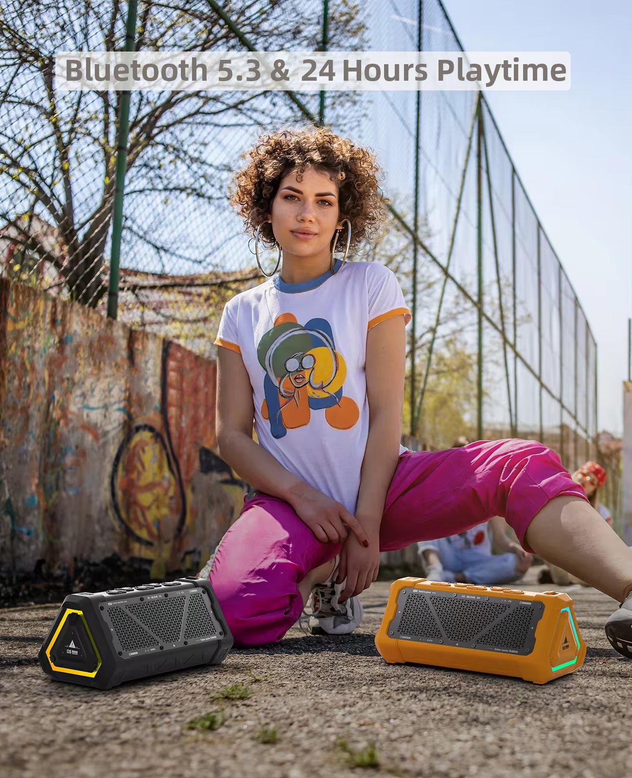 P3 Outdoor Bluetooth Speaker, 40W Output Power Bluetooth 5.3 Speaker ,Stereo Sound IPX7 Waterproof,Micro SD Card,Rgb Light
